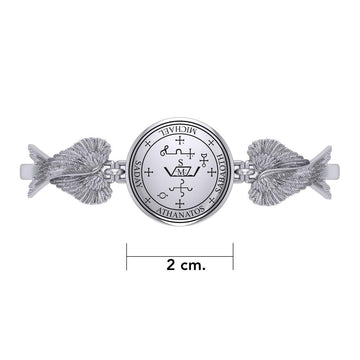 Archangel Michael Sigil and Angel Wings Silver Cuff Bracelet TBA287 - Jewelry